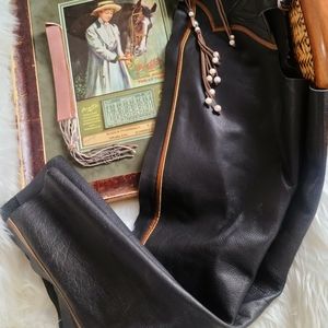 AUTHENTIC LEATHER CHAPS FOR MOTORCYCLE OR HORSEBACK RIDING